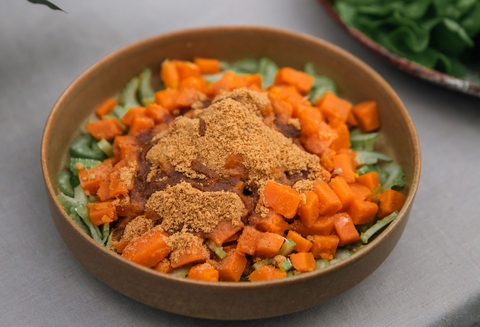Sweet Potato Gingerbread Salad with celery and pecans