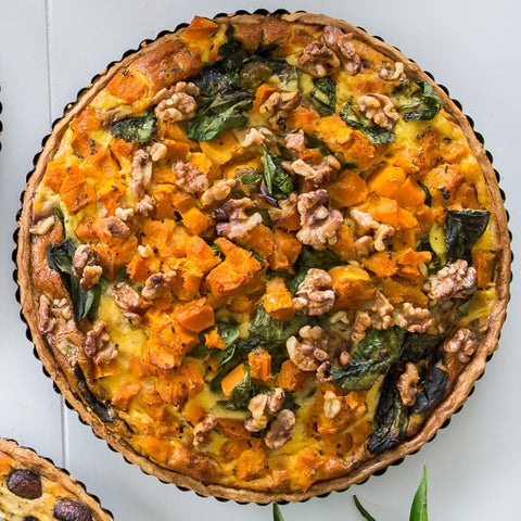 Roast Pumpkin, Fetta, Spinach & Roasted Walnuts Tart