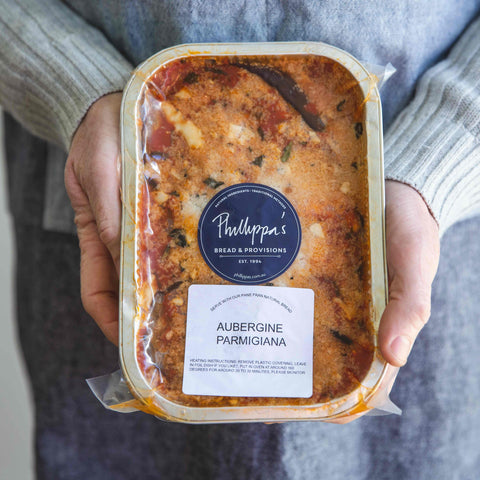 Aubergine (Eggplant) Parmigiana (V) - Phillippa's Bakery