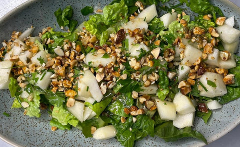 Leaves with Pear and Herb Spiced Nuts
