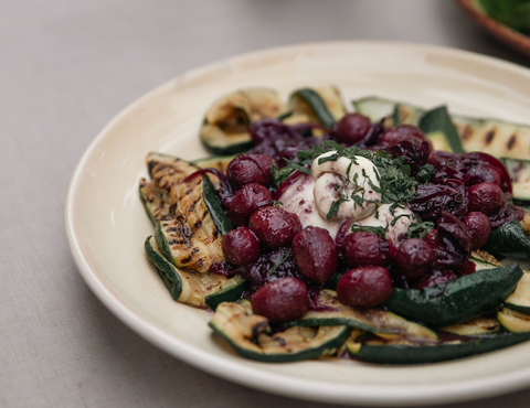 Blueberry, Zucchini & Burrata Agrodolce