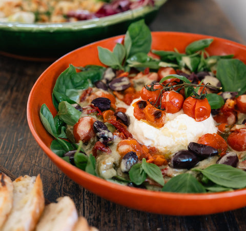 Stracciatella with Roasted Green Peppers and Smoked Tomato
