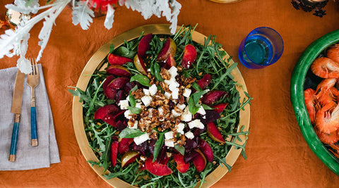 Beetroot, Blood Plum Salad with Caramelised Walnuts