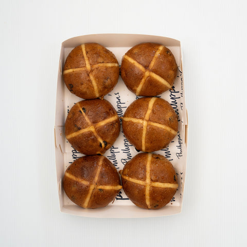 Hot Cross Buns with Vine Fruit (Box of 6, C&C only)