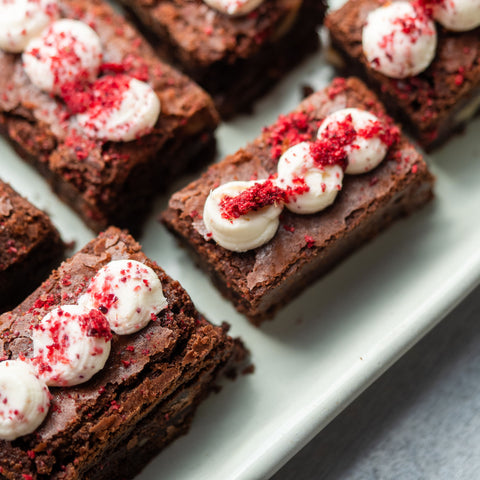Raspberry & Dark Chocolate Brownie Slice (Catering)